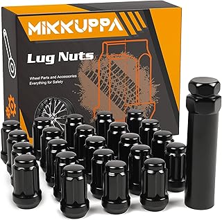 MIKKUPPA 23pcs 1/2-20 Lug Nuts Replacement for 1987-2018 Jeep Wrangler, 2002-2012 Jeep Liberty, 1993-2010 Jeep Grand Cherokee Aftermarket Wheel - Black Closed End Lug Nuts