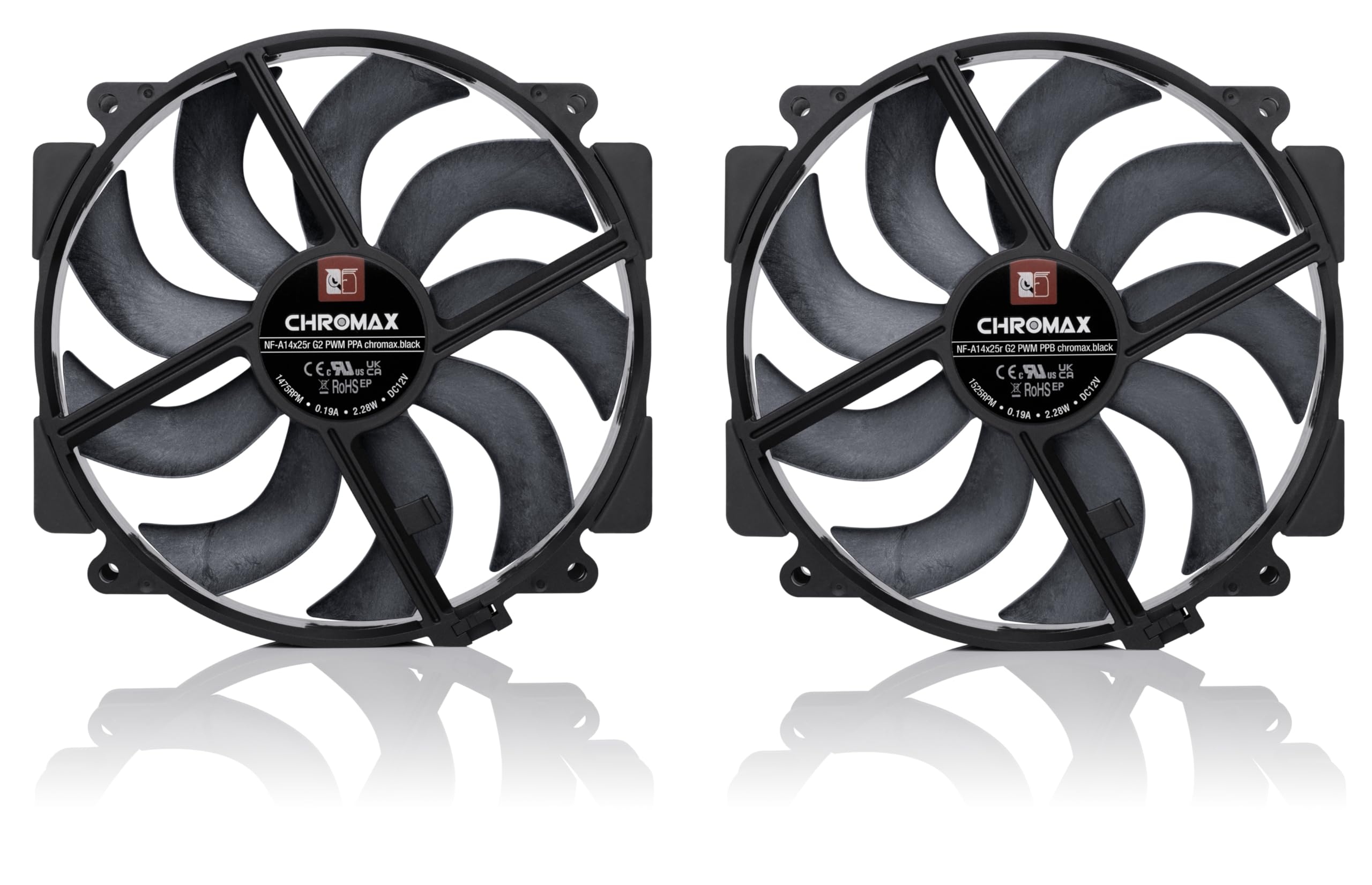 Noctua NF-A14x25r G2 PWM Sx2-PP chromax.black, Upgrade de Ventirad 2x140mm