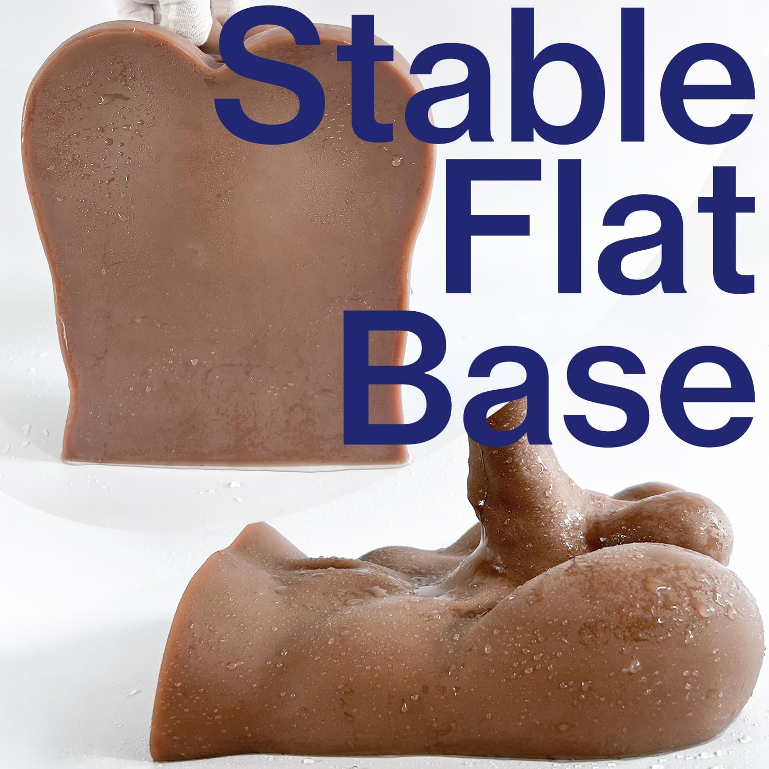 Male Dildo Sex Doll Torso for Adult Women, Hands Free TPE Female Masturbator for Masturbation, Dark Brown Long Dildo Real Love Doll Torso for Men Gay Bottom Anal, Unisex Adult Toy, Flat Stable Base