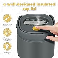 Vista 3 de 2 - in - 1 Soup Thermo for Hot Food 14oz with Snack Box Container Leak Proof Insulated Lunch Container Kids and Adults Stainless Steel Double Wall