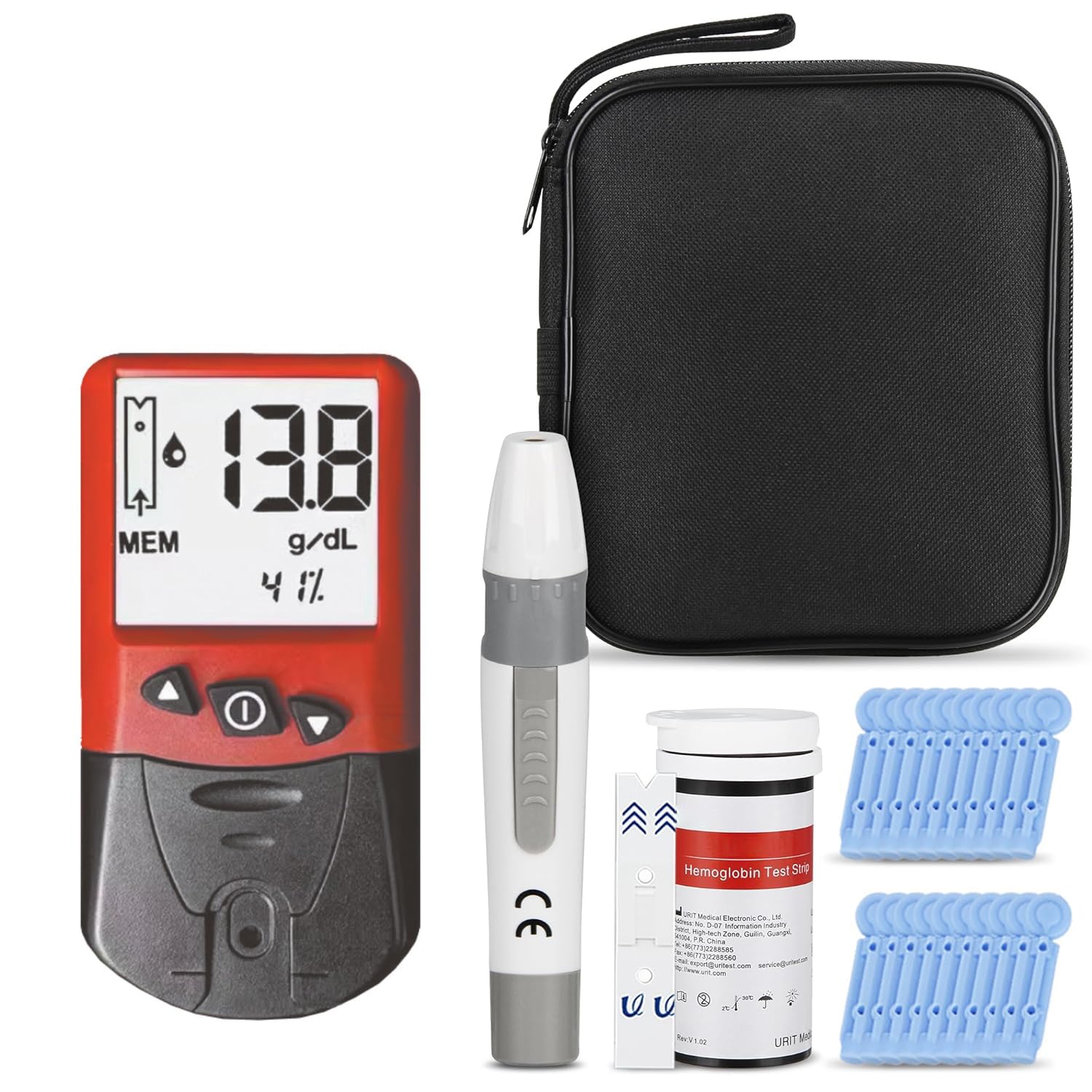 Hemoglobin Test Kits with 50 Hemoglobin Test Strips, Hemoglobin Test Meter for Home Use, Hemoglobin Tester at Home, Easy to Use and Read.