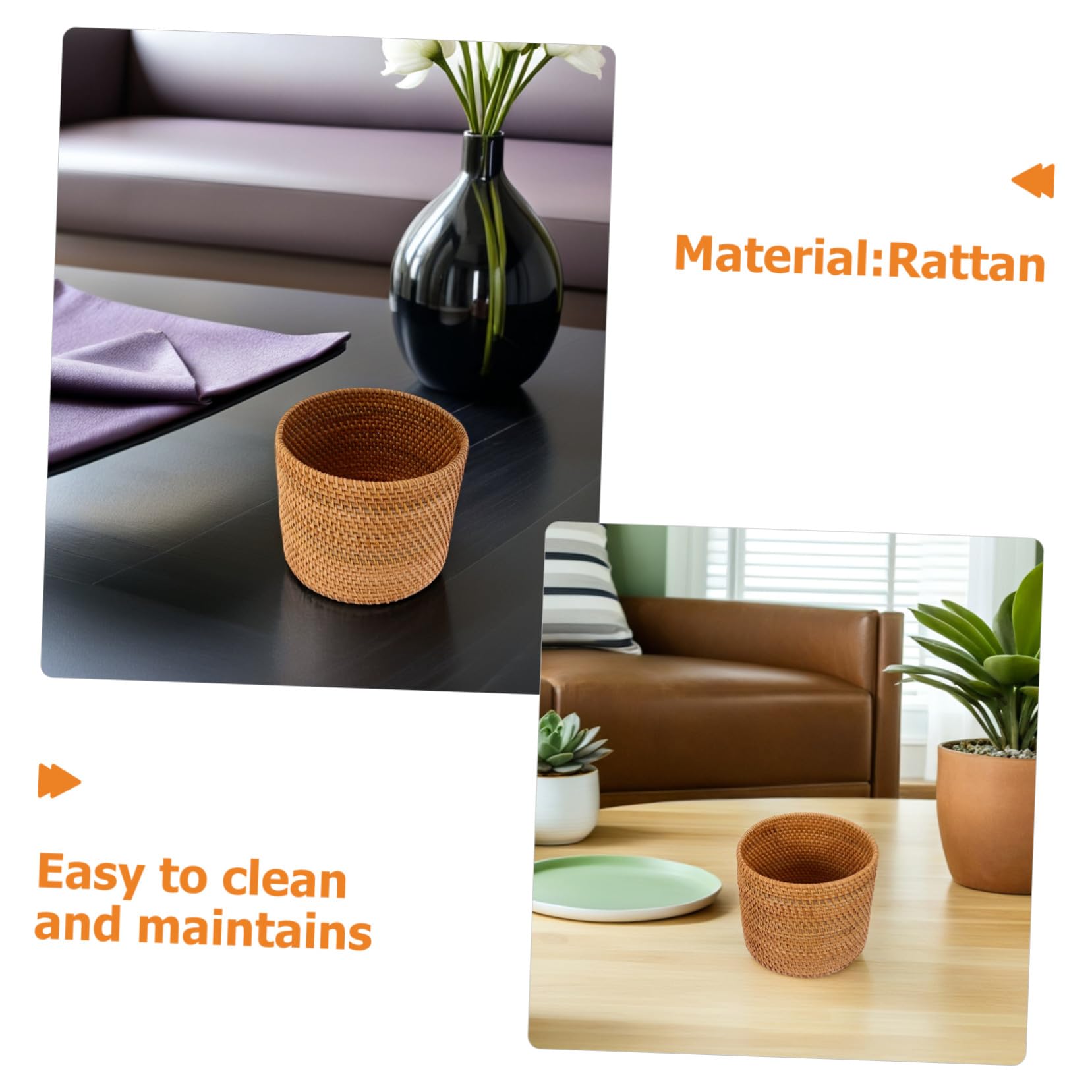 Homoyoyo 3 Pezzi Cestini Rotondi in Rattan Naturale Piccoli Contenitori Decorativi in Rattan Naturale Cestini Portaoggetti e Bidoni per Carta per Bagno Camera e Cucina Leggeri e Versatili