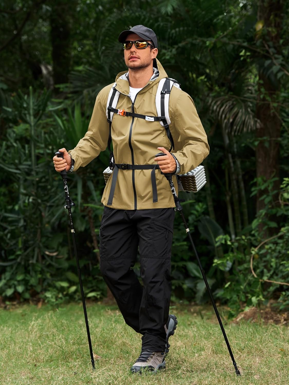 Yousify Mens Waterproof Shell Jacket Full Zip Hooded Raincoat Lightweight Windbreaker for Cycling Hiking Golf Outdoor - Image 5