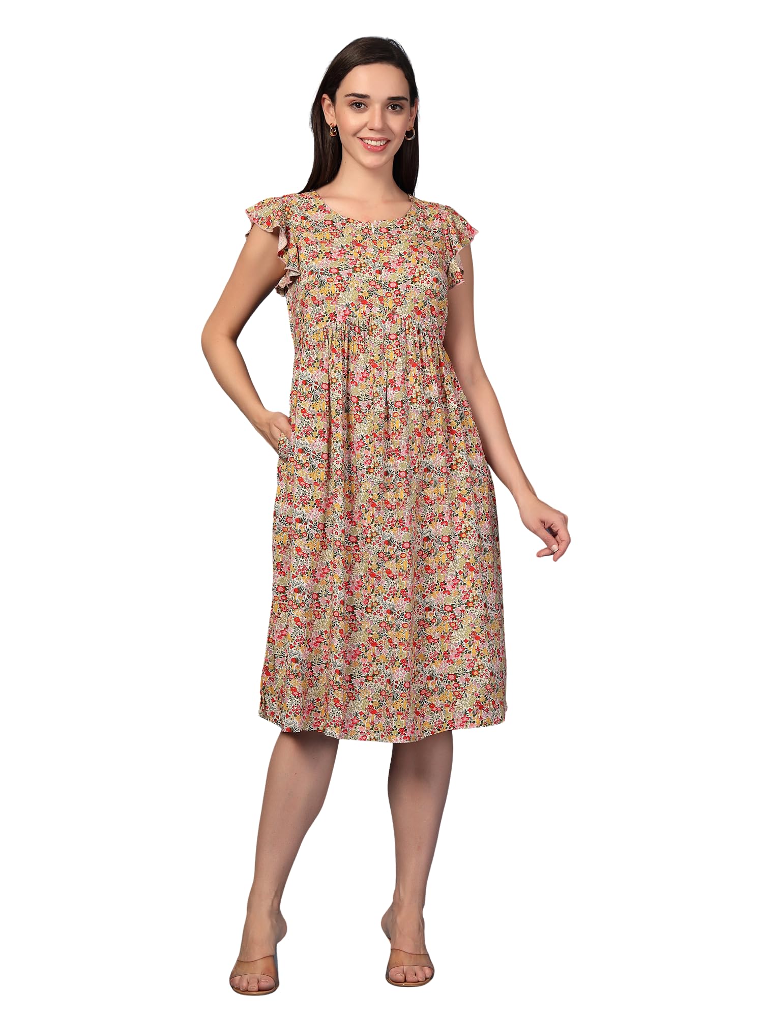 100% Rayon Maternity Nursing Dresses for Women | Feeding, Pre & Post Pregnancy | Pregnancy Zip Feeding Dress for Women Stylish | Pregnant Mother Dress-image-19