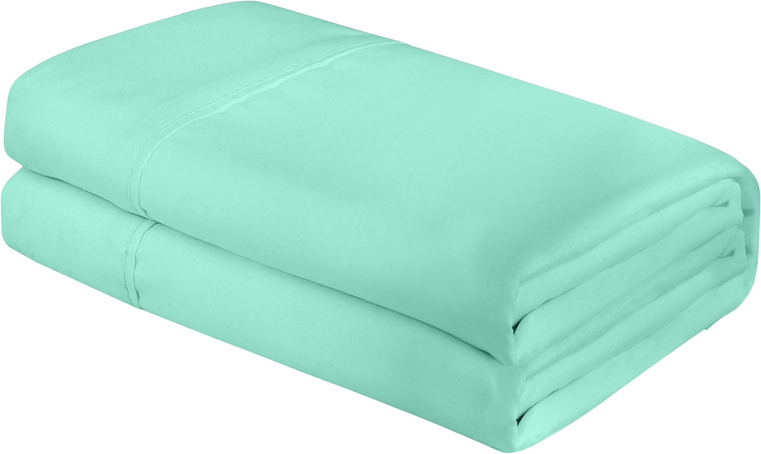 Royale Linens Queen Flat Sheet - Ultra Soft Brushed 1800 Microfiber Flat Sheets Only - Wrinkle Free & Stain Resistant - Hotel Quality Top Sheet for Bed (Queen, Mint)