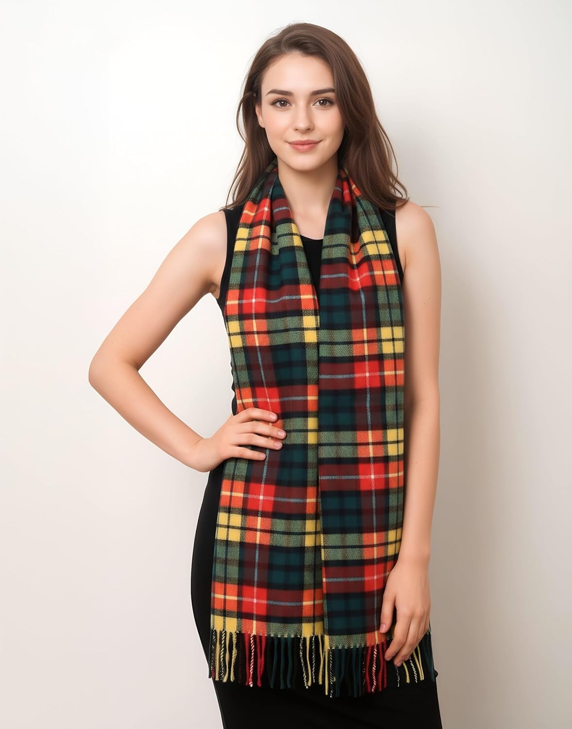 Achillea Cashmere Feel Tartan Plaid Scarf - Classic Winter Scarf for Men & Women, Scottish Heritage Holiday Gift - Image 2