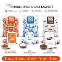 ShuddhPack Salt, Black Pepper & Chaat Masala Sachets 1g (300 Sachets) | 100 Each | Hygienic Single-Use Seasoning Packets for Hotels, Restaurants, Catering, Travel & Food Delivery gallery image