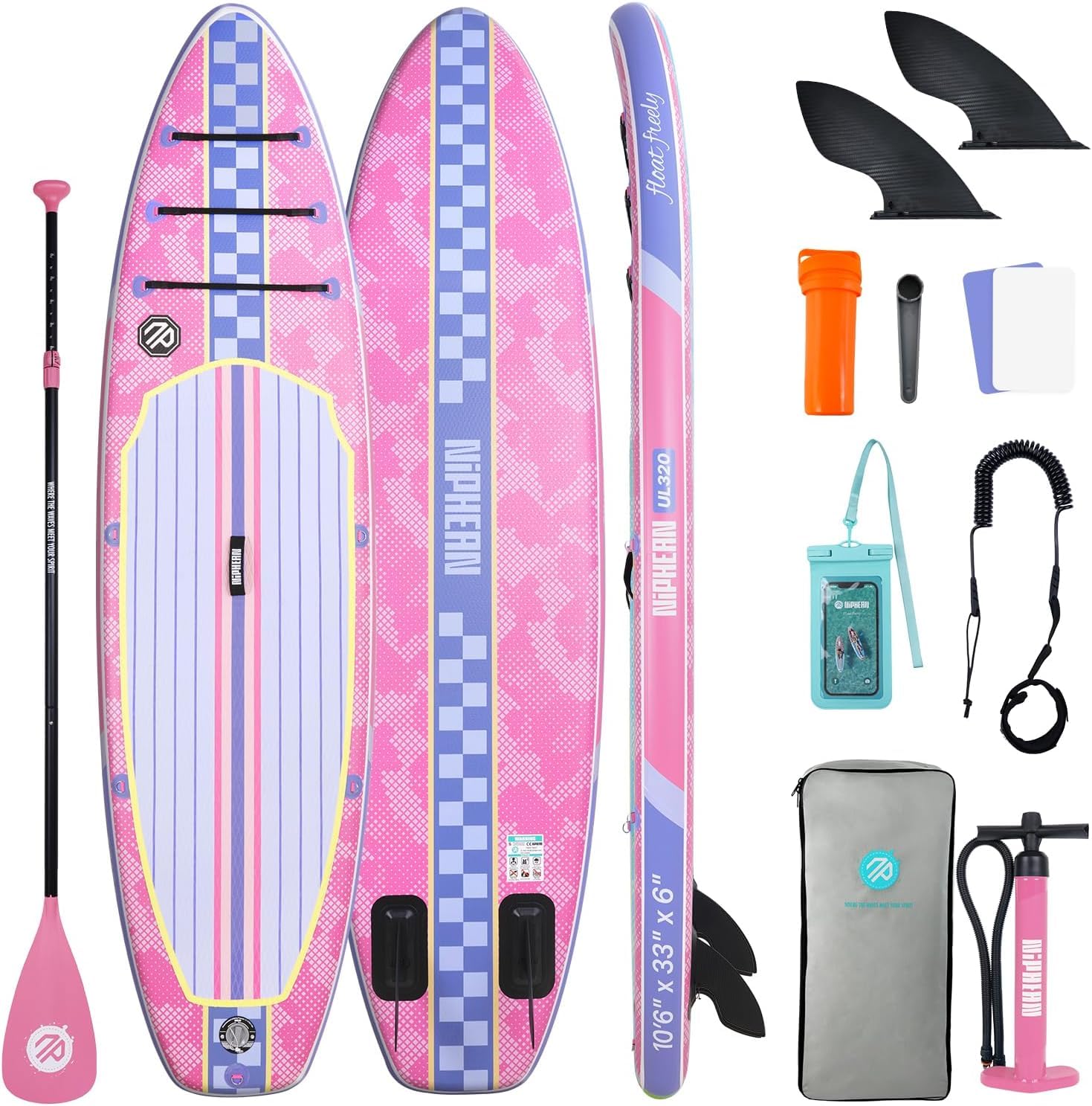 Niphean 320cm Stand Up Paddling Board, Ultraleicht SUP Board mit SUP Zubehör, Rutschfestem Deck, Tragbares Lite Paddle Board Ultimative Stabilität für Jugendliche&Erwachsene Langstreckenabenteuer
