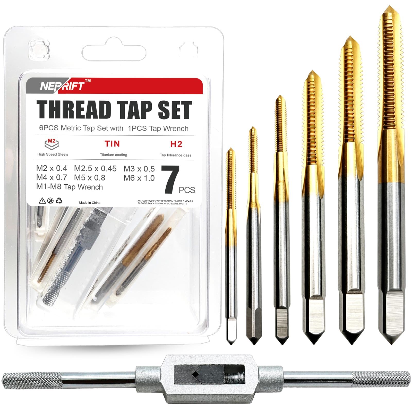 Metric Tap Set - M2 to M6 Threading Taps & Wrench -1