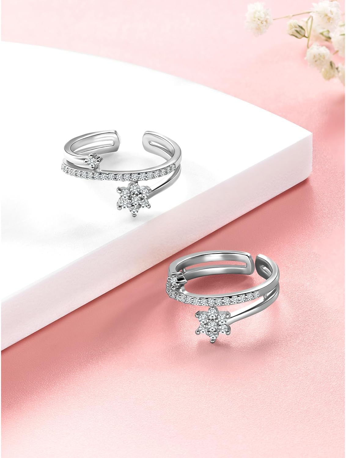 Aheli CZ Studded Adjustable Fancy Toe Ring Bichiya Jewellery for Women