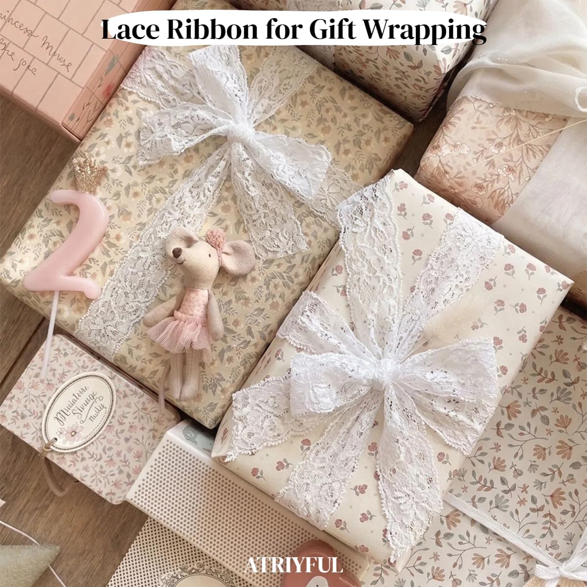 White Lace Ribbon 6-Yard 2.36 Inch Lace Trim Ribbon Elastic Laces Trims