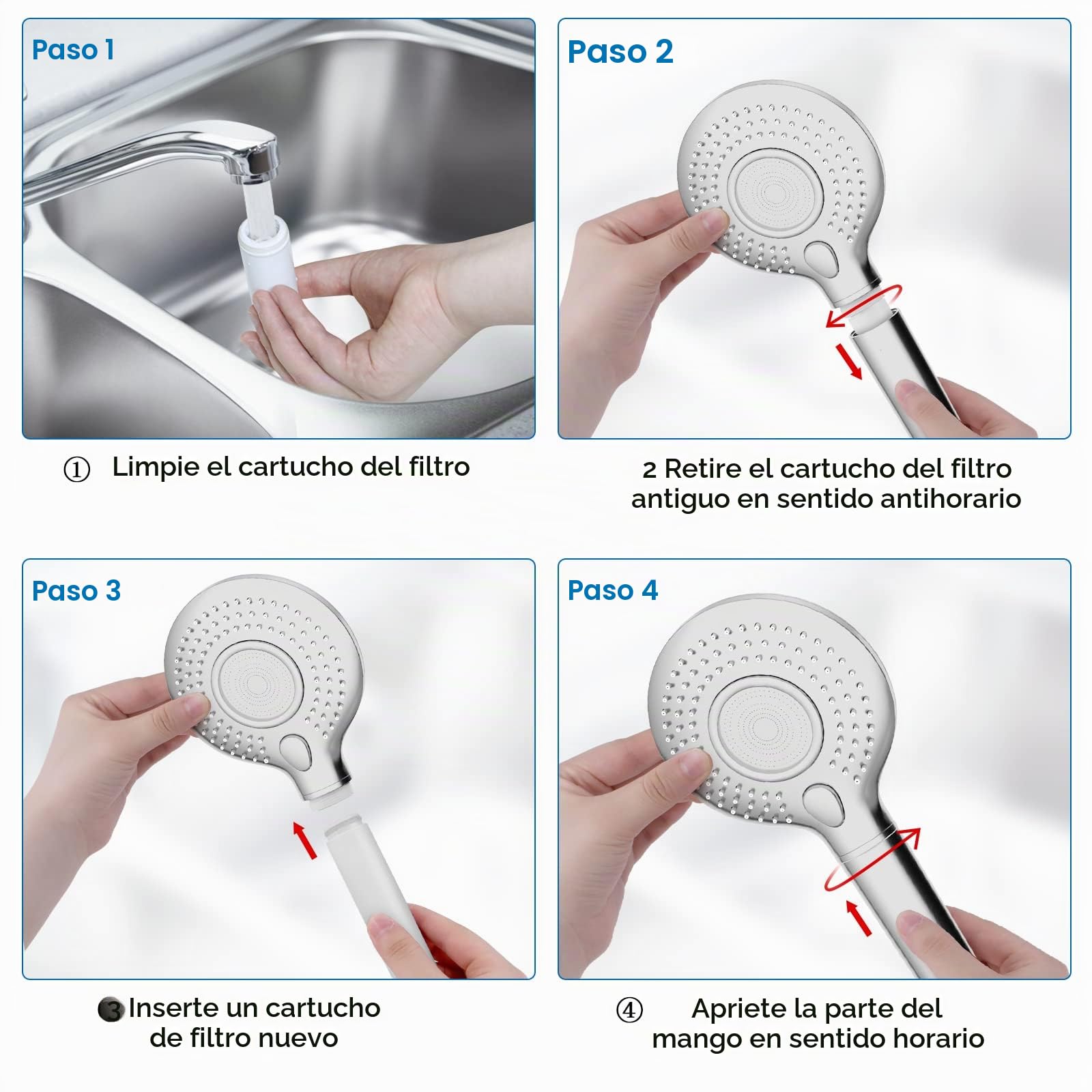 MEKO 2 paquetes de cartuchos de reemplazo de filtro de ducha de 15 pasos para eliminar agua dura y reducir cloro, fluoruro, metales pesados y sustancias nocivas.