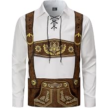 LINOCOUTON Mens Oktoberfest Lederhosen Costume Long Sleeve Shirt