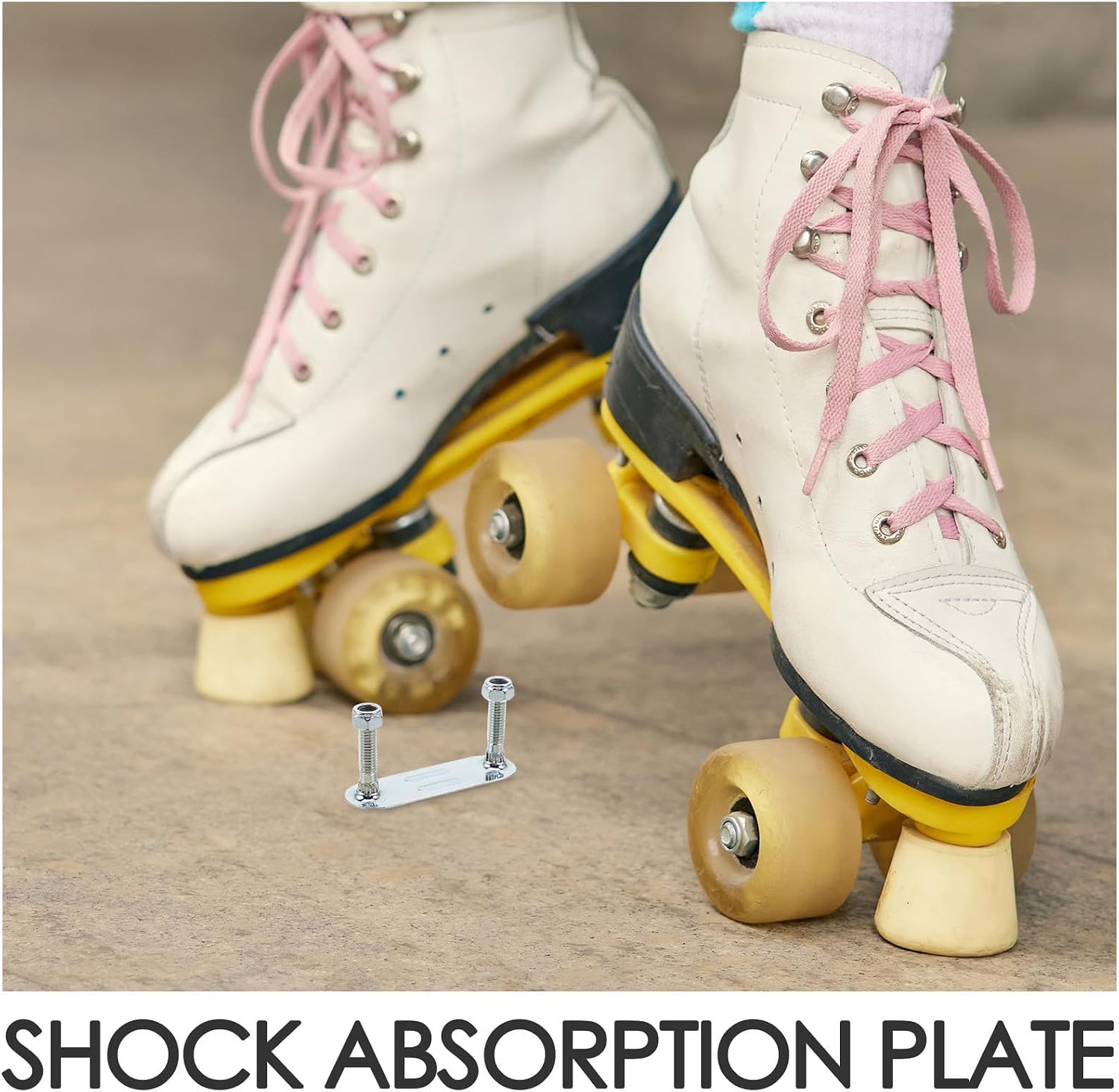 4pcs Roller Skate Bracket Plate Heavy Duty Shock Absorption Base Kit with Bearing and Wheel Hardware for Indoor Quad Skating 25mm