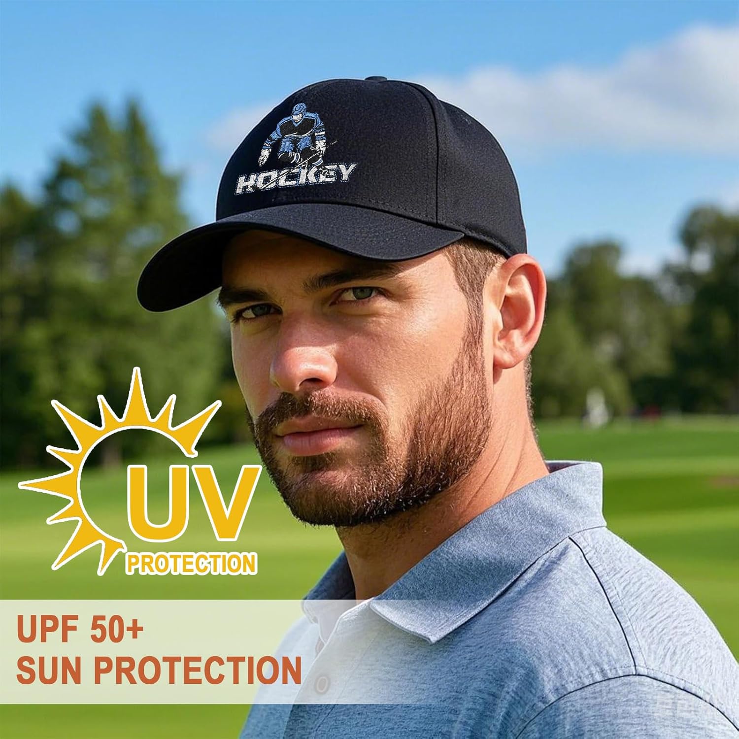 Hockey hat, Hockey Gifts for Boys, Gifts for Hockey Players, Funny Adjustable Embroidered Baseball Cap Black - Image 7