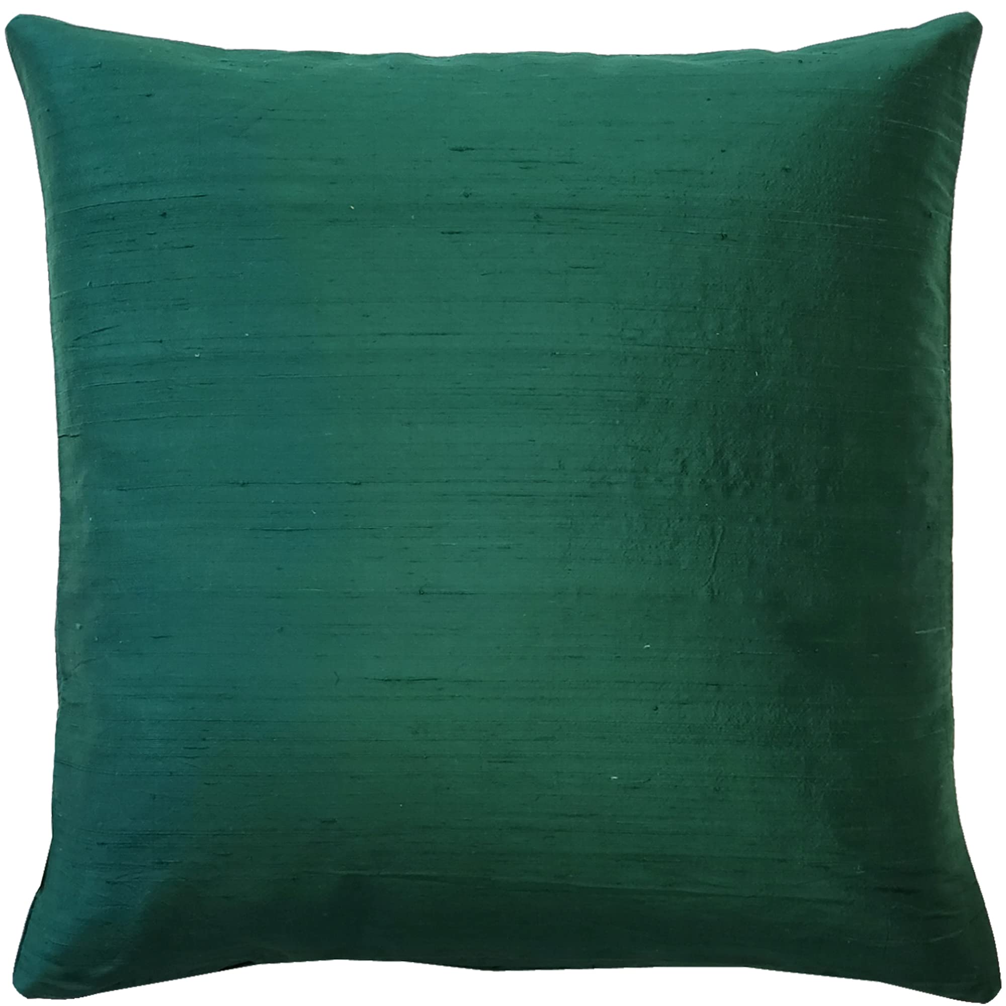 Sankara 100% Natural Dupioni Fine Silk Decorative Throw Pillow Cover with Insert Included, Forest Green, 20 x 20 (12+ Colors)