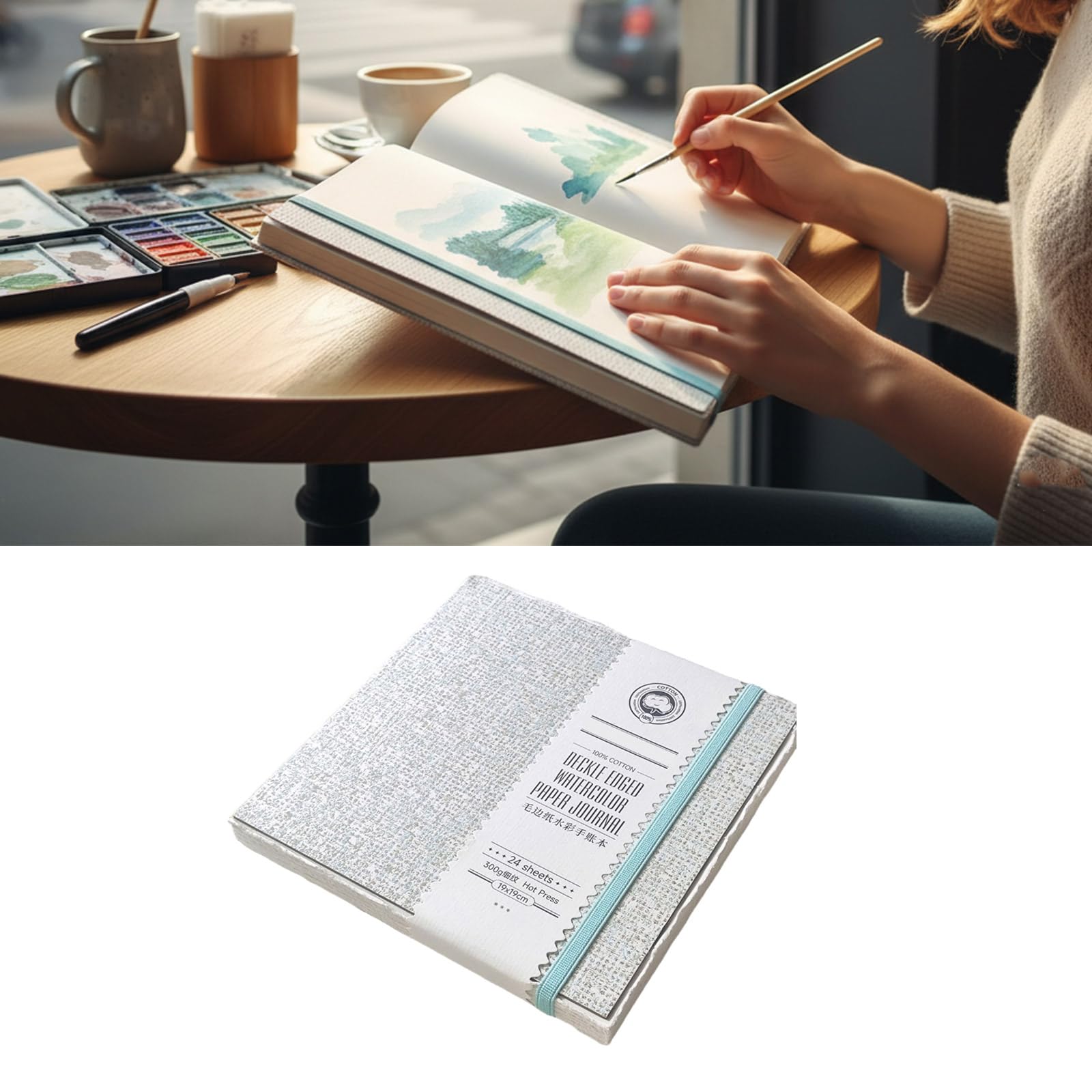 Diario da disegno ad acquerello portatile con copertina rigida Sketchpad 24 fogli di carta per acquerello per schizzi di viaggio quaderno rilegatura
