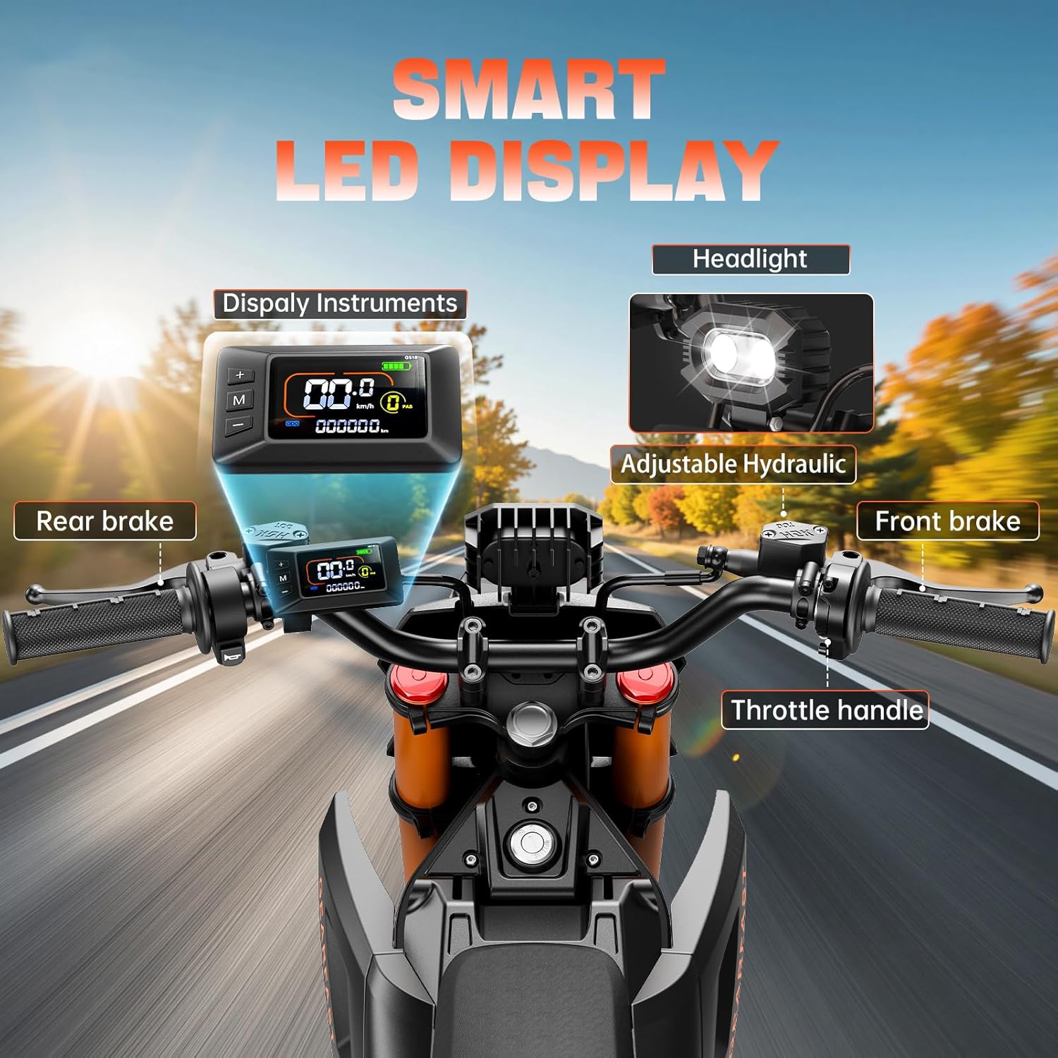 Electric Dirt Bike for Adults Teens, Peak 3000W, 36MPH&60 Miles Electric Motorcycle, 48V 21/23.4AH Removable Battery, Hydraulic Brakes&Full Suspension, 14"/12" Fat Tire, Mountain Off-Road