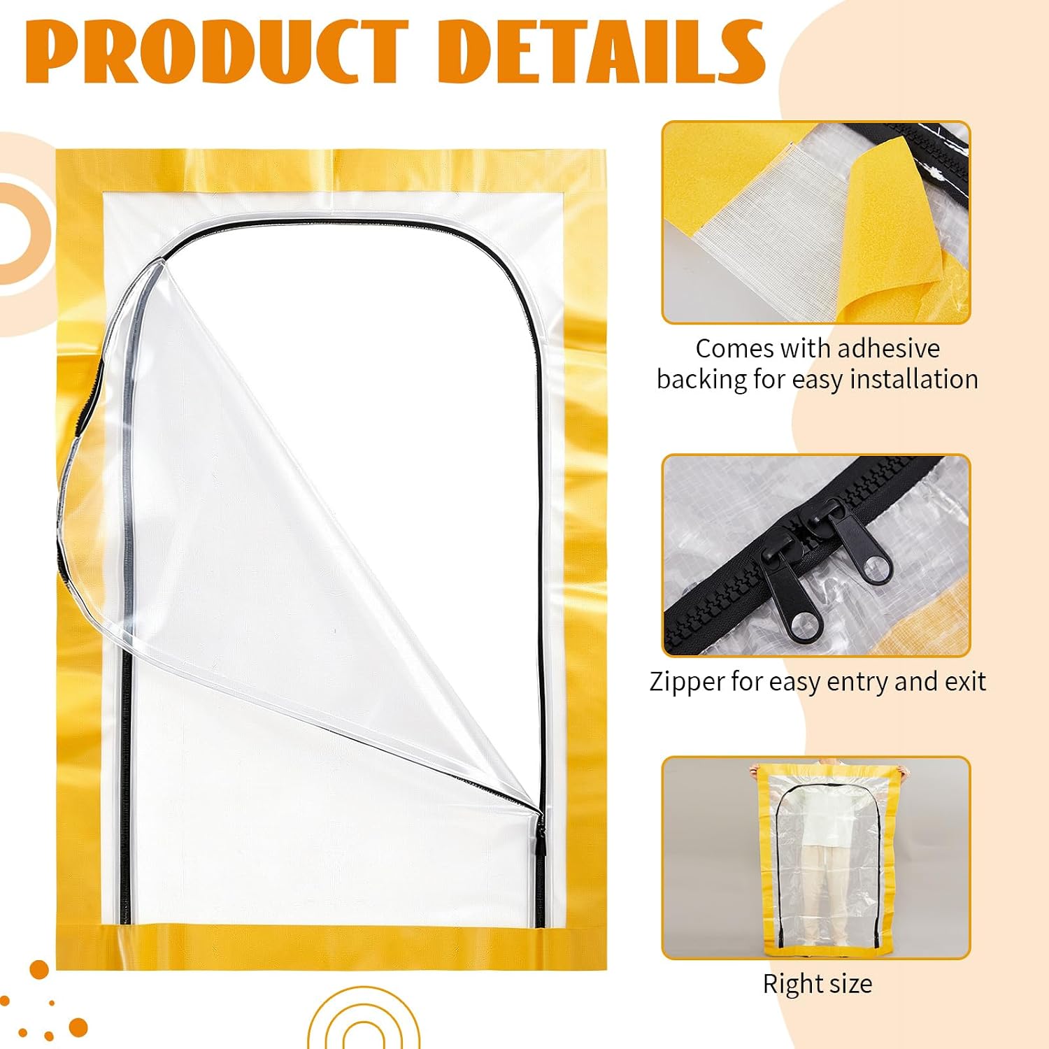 Marsui 2 Pack Shrink Wrap Door Boat Zipper Access Door, Clear, 39 x 59 Inch