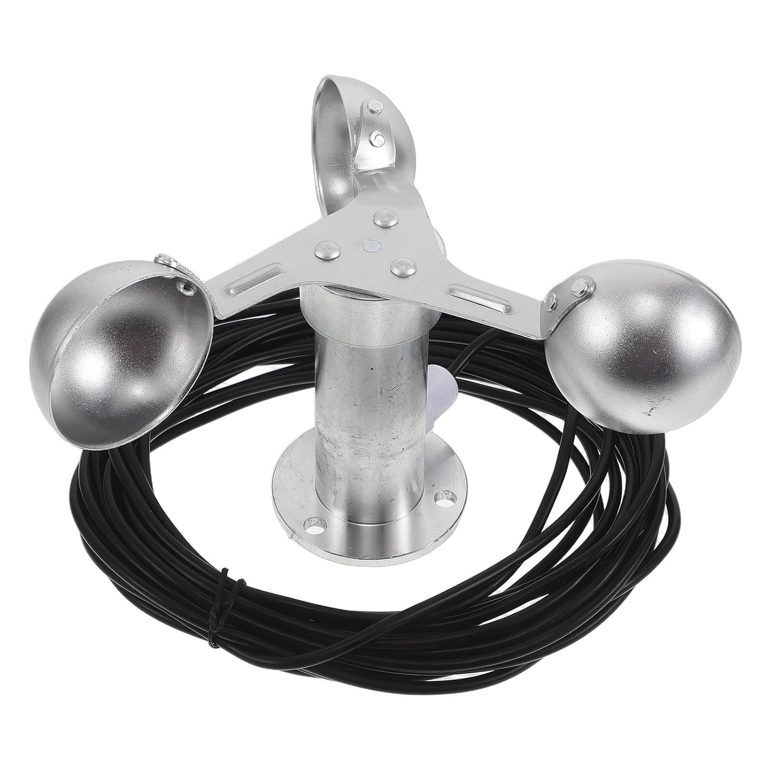 Cup Wind Speed Anemometer Sensor Aluminum Alloy Silver | Two-wire Generator Type, 10m Waterproof Cable, Outdoor Monitoring and Weather Stations
