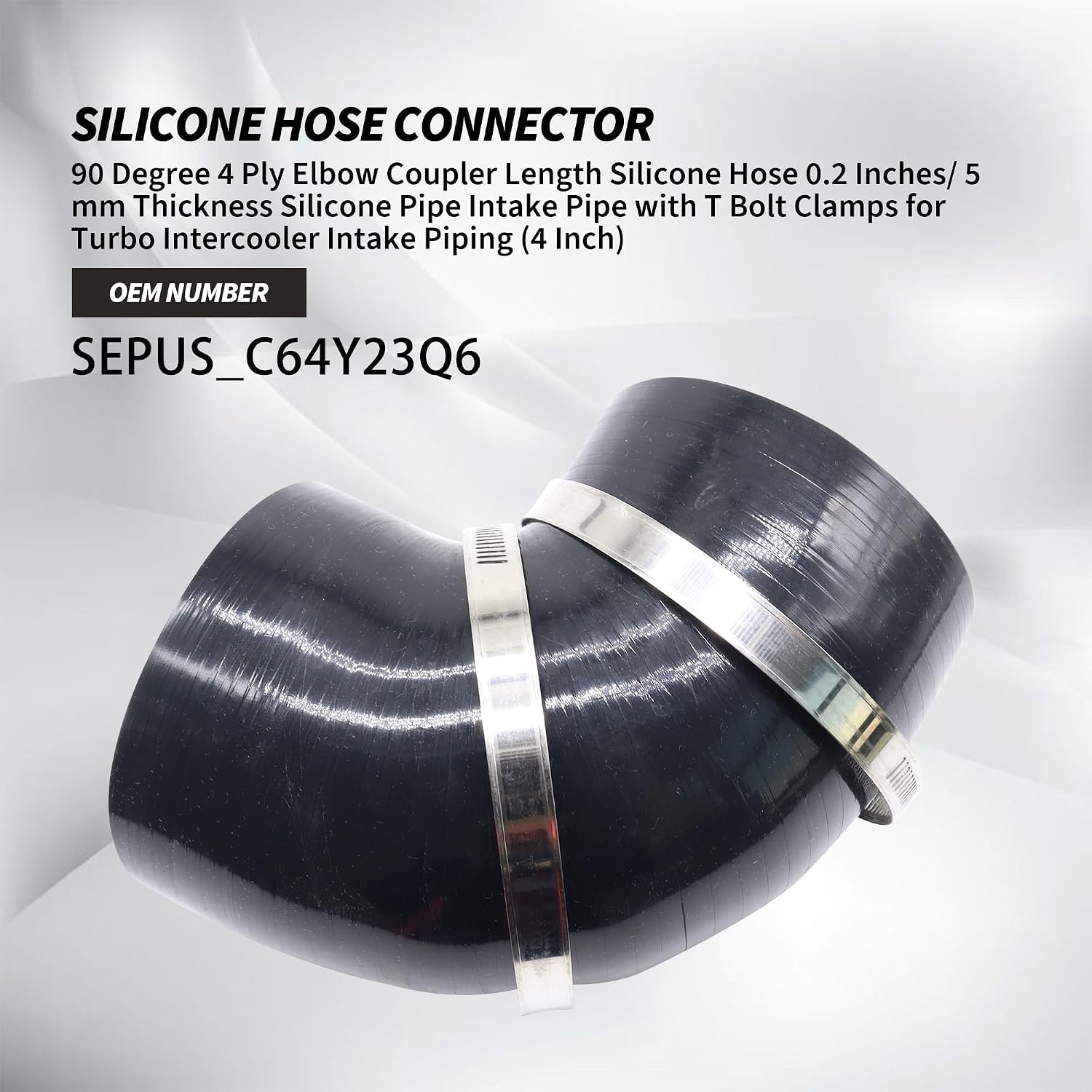 90 Degree 4 Inches/ 102 mm Elbow Coupler Silicone Hose 4 Ply Thickness 5mm Silicone Pipe Intake Pipe with T Bolt Clamps for Turbo Intercooler Intake Piping