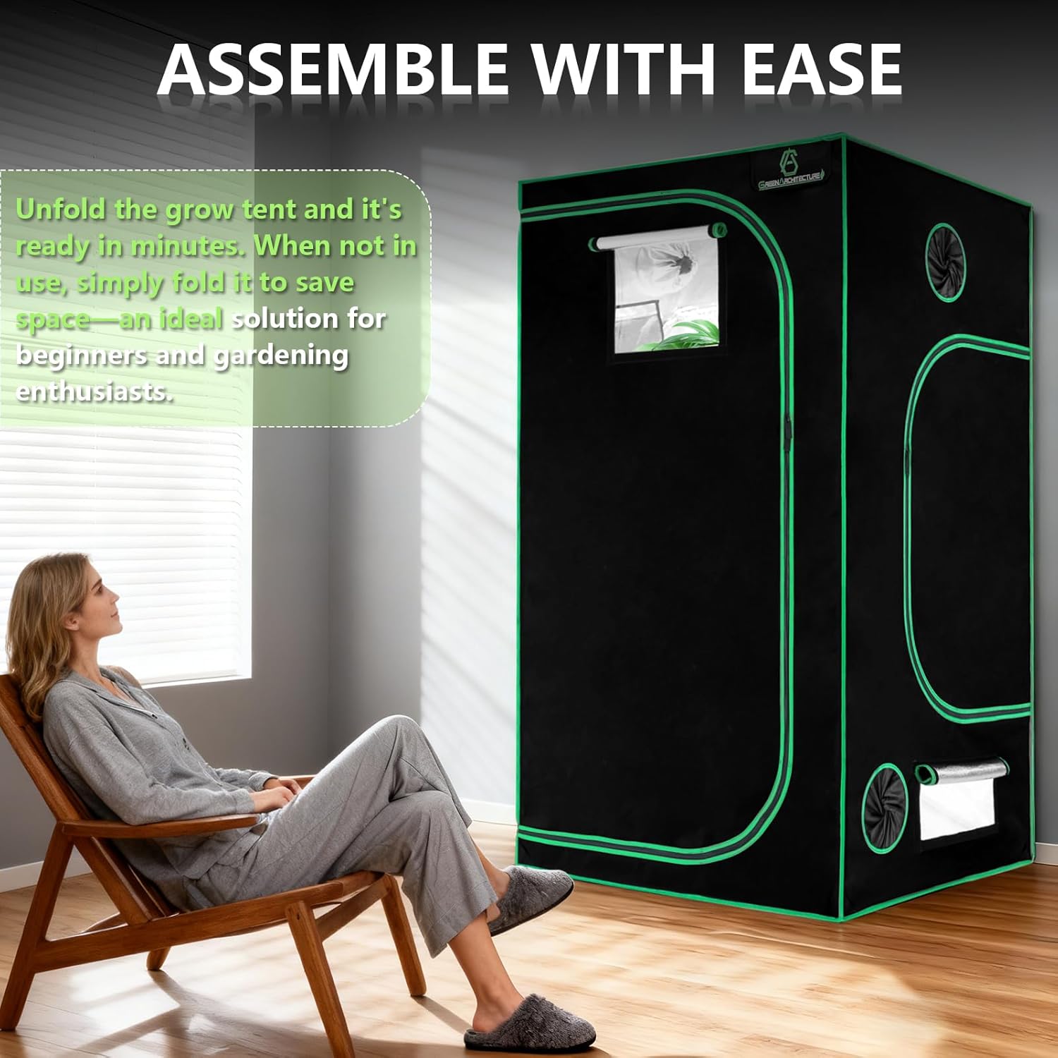 GA Grow Tent 48x48x80 4x4 Reflective Mylar Hydroponic Grow Tent with Observation Window and Waterproof Floor Tray for Indoor Plant Growing 48x48x80