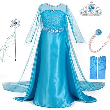 Amzbarley Robe De Princesse Reine Des Neiges Pour Fille Habiller De Enfant Costume Deguisement Halloween Carnaval Cosplay Fete Soiree Anniversaire Vetements Robes