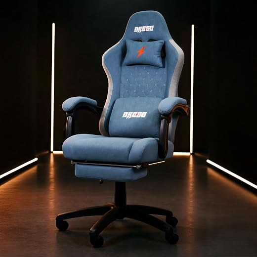DROGO Throne Ergonomic Gaming Chair with Linkage Armrest, Footrest, Adjustable Seat &amp; Fabric | Computer Chair with Head &amp; ...