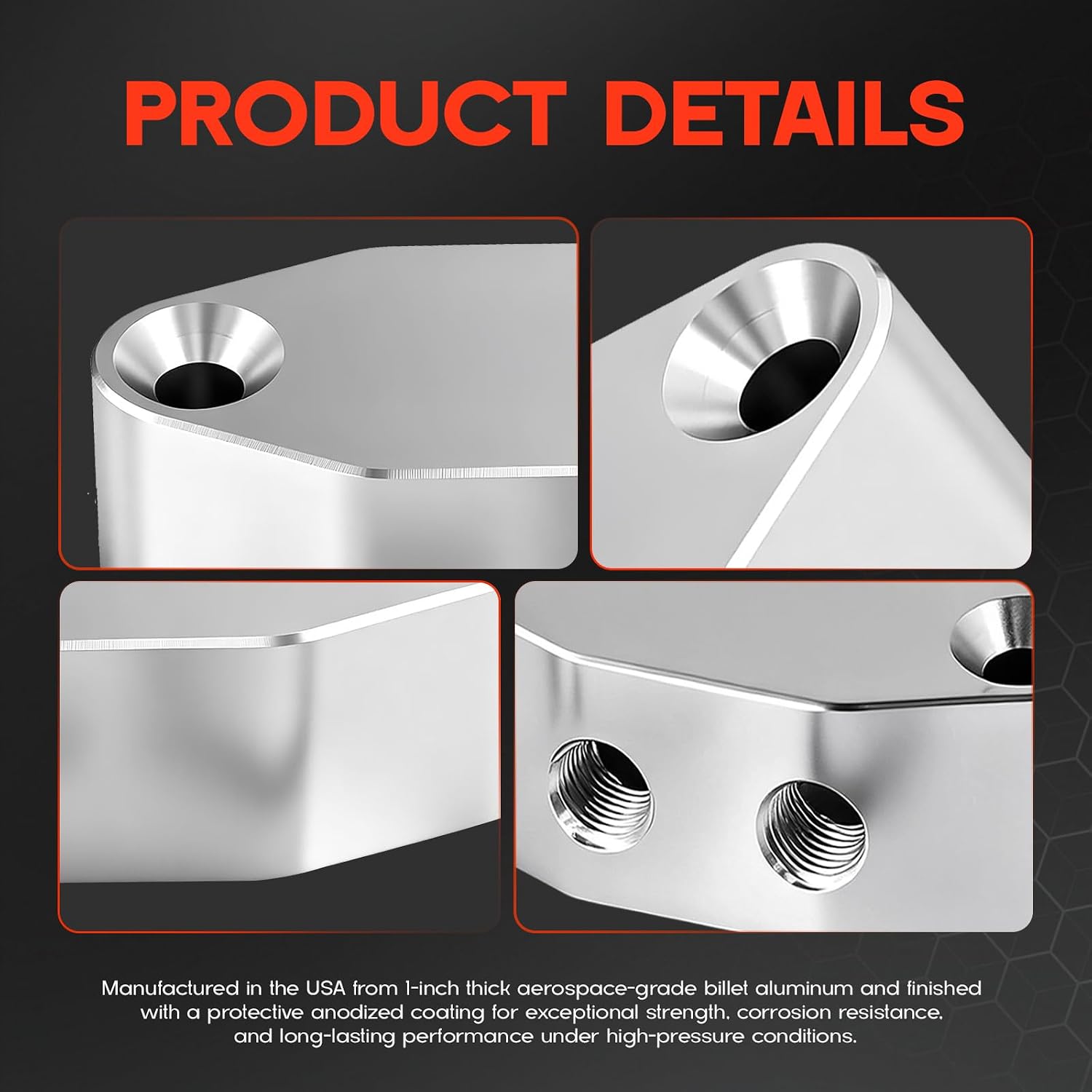LS Twin Turbo Dual 90 Degree 1/8" NPT Oil Feed Line Adapter Plate Kit, Billet Right Angle Oil Supply Port Plate with Pressure Sensor Port, Compatible with LS1 LS3 LSX Engines