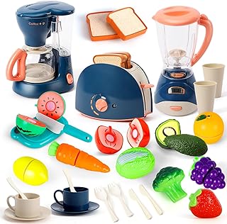 TOY Life Kids Blender Toy, Kitchen Accessories Toy Blender for Kids, Play Food Pretend Kitchen Playset with Light and Sound, Kitchen Appliances for Toddlers, Learning Kitchen Toys Gift for Grils Boys
