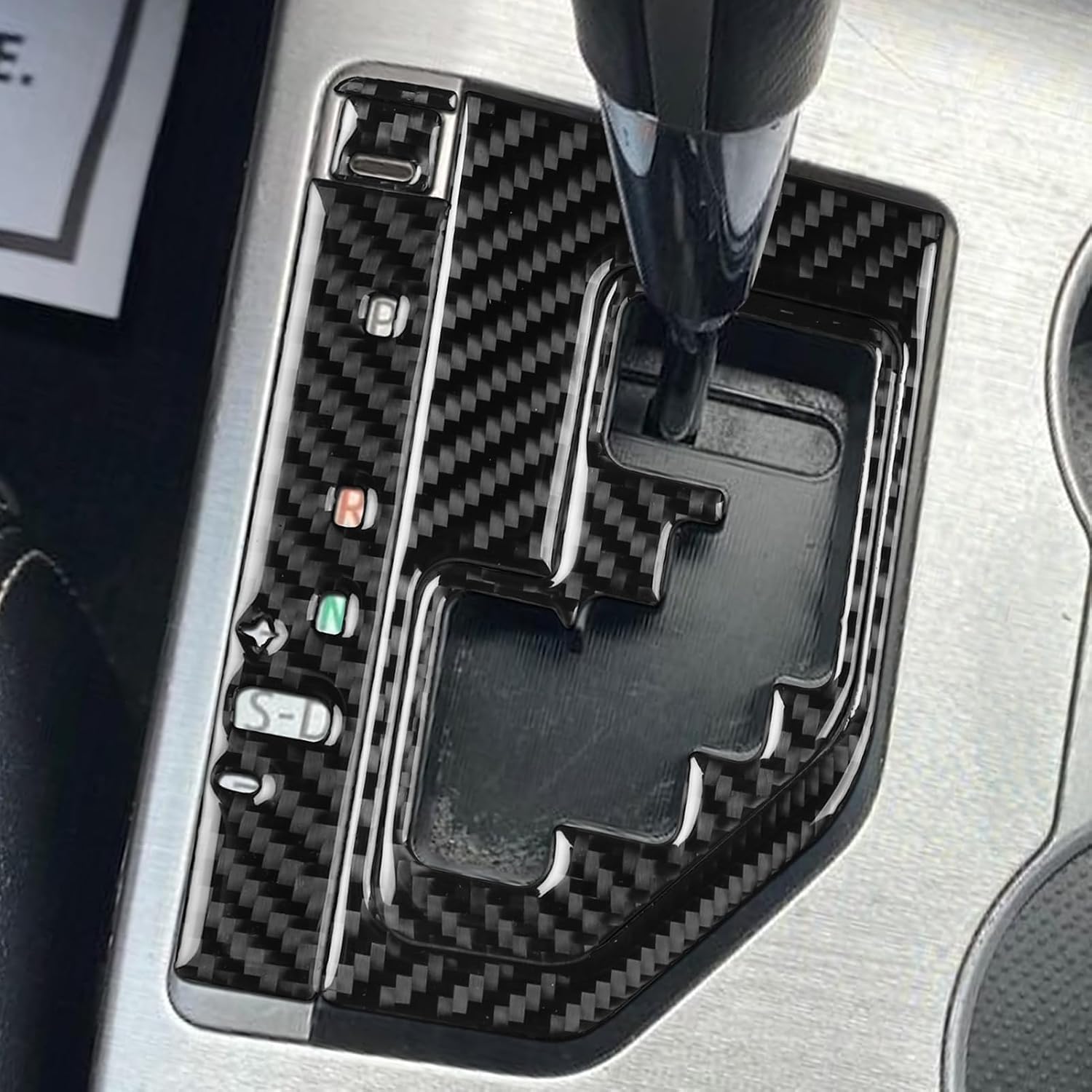Black Real Carbon Fiber Car Center Console Automatic Gear Shifter Control Panel Trim Sticker Auto Interior Accessories Compatible with Toyota Camry(XV50) SE/XLE/Hybrid/L/LE 2012 2013 2014