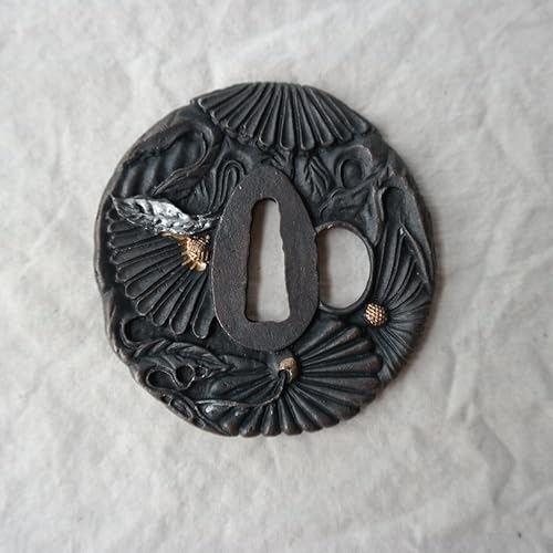 Japanese Katana Sword Guard (Tsuba) - Hand-Forged Alloy Samurai Tsuba 3.2", Authentic Iaido Accessory for Sword Collection, Durable Fitting Model