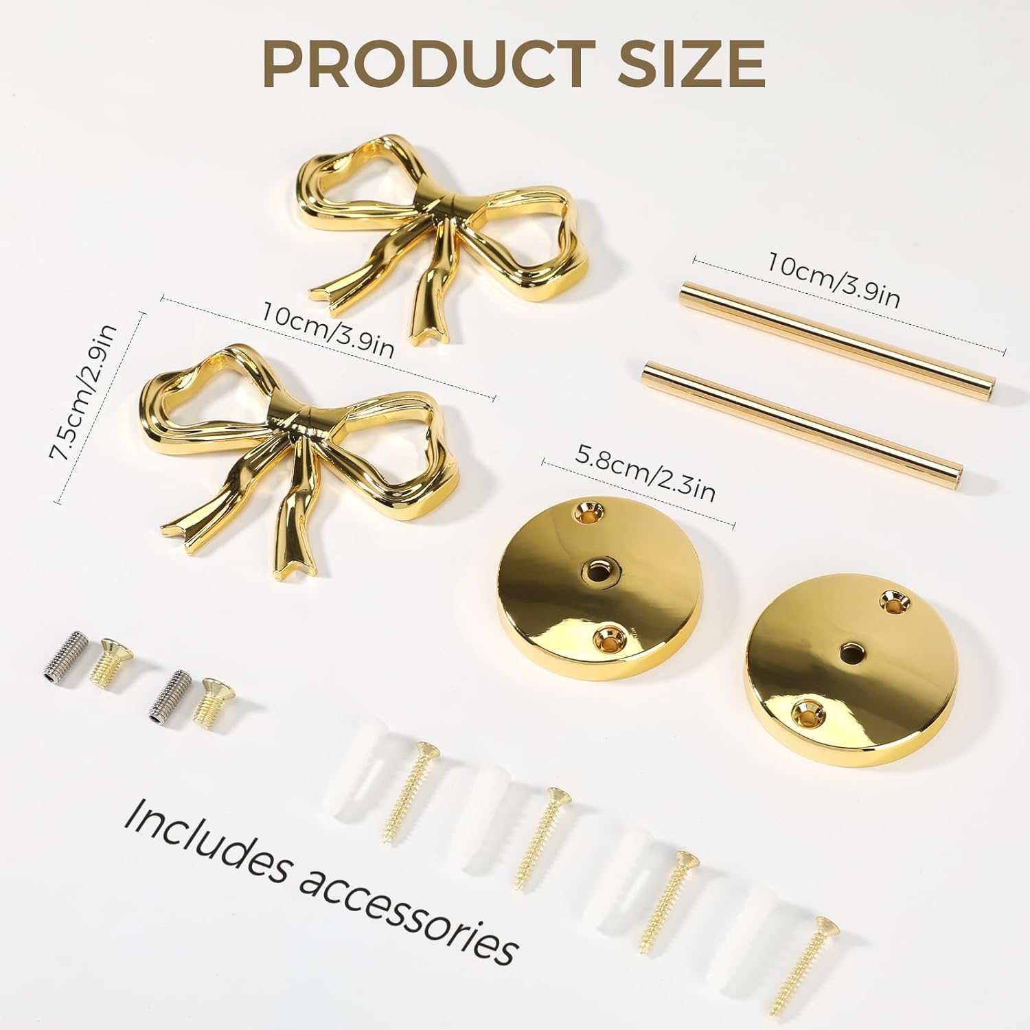 Elegant Gold Bow Curtain Holdbacks - 2 Pcs Wall-Mounted Tiebacks for Modern Home Décor | Ideal for Living Room, Bedroom & Office | Stylish Metal Curtain Holders with Screws Included