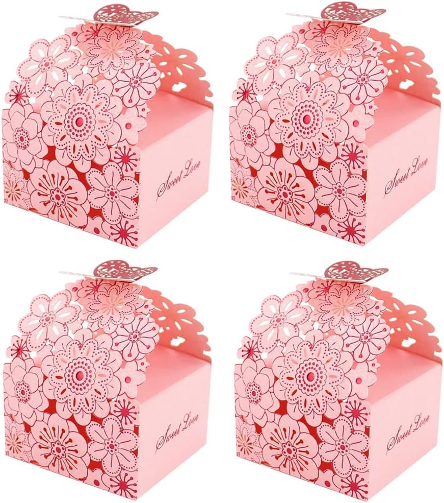 KUPOO 50PCS Butterfly Hollow Candy box,Wedding Favor Boxes