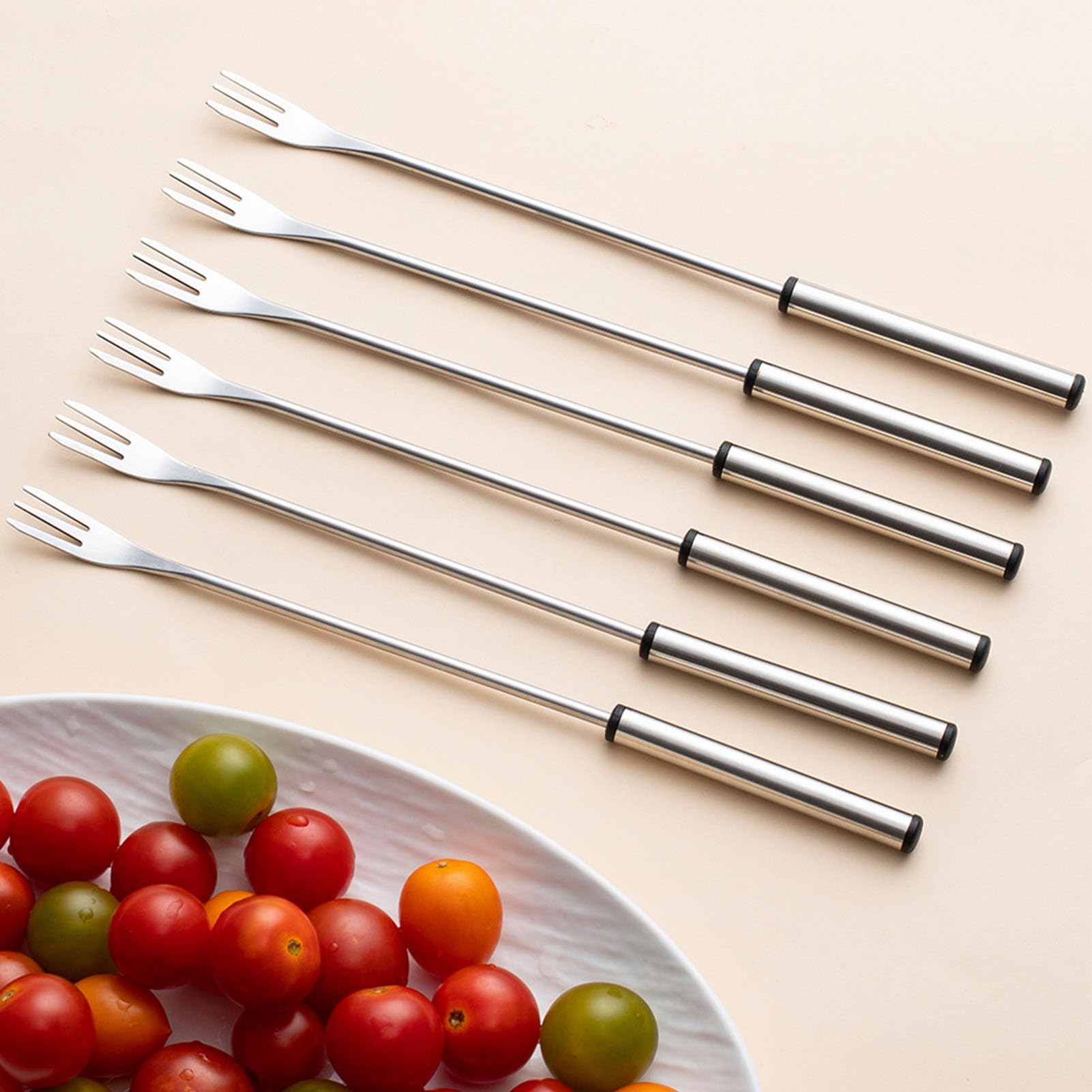 Ejoyous Set Forchette Per Fonduta, Bastoncini Per Fonduta In Acciaio Inossidabile Da 9,37 Pollici In Un Pezzo Lucido Con Manico Antiscivolo Esteso Resistente Al Calore, Confezione Da 6 Per Formaggio