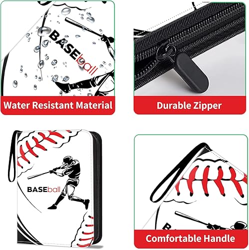 Miniatura 4 de HESTECH Carpeta de tarjetas de béisbol de 900 bolsillos, carpeta de tarjetas intercambiables, 9 bolsillos con 50 fundas extraíbles para tarjetas de