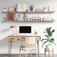 Vista 2 de SALA Juego de 8 estantes flotantes, 6 pulgadas de ancho, madera de granja marrón claro, decoración de pared para varias habitaciones