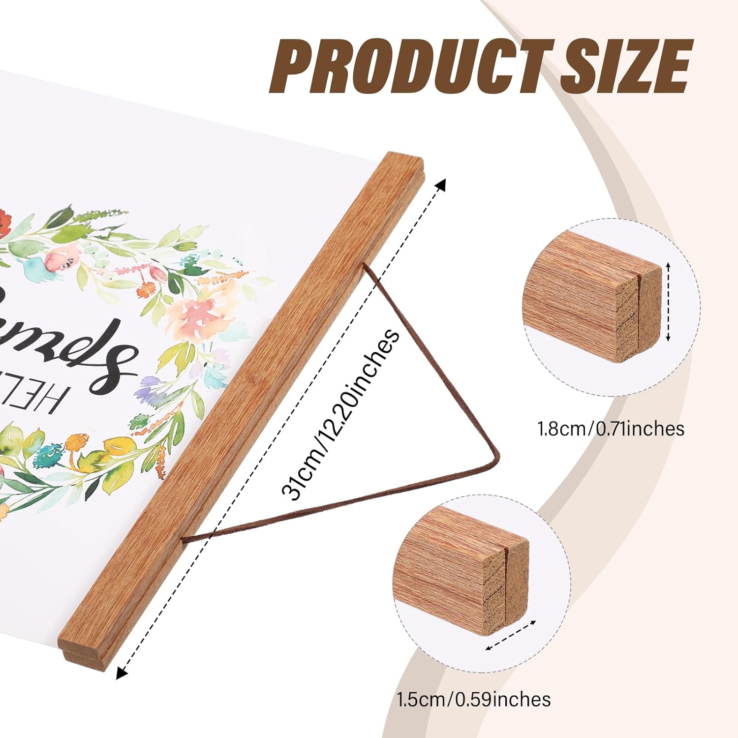 Kanayu 6 Pack Magnetic Poster Frame Hanger Light Wooden Frames for Teak Wooden Poster Hanging Kit for Walls Maps Prints Photos Pictures Canvas Artwork Display(12 Inch,Wood) 12 Inch Wood