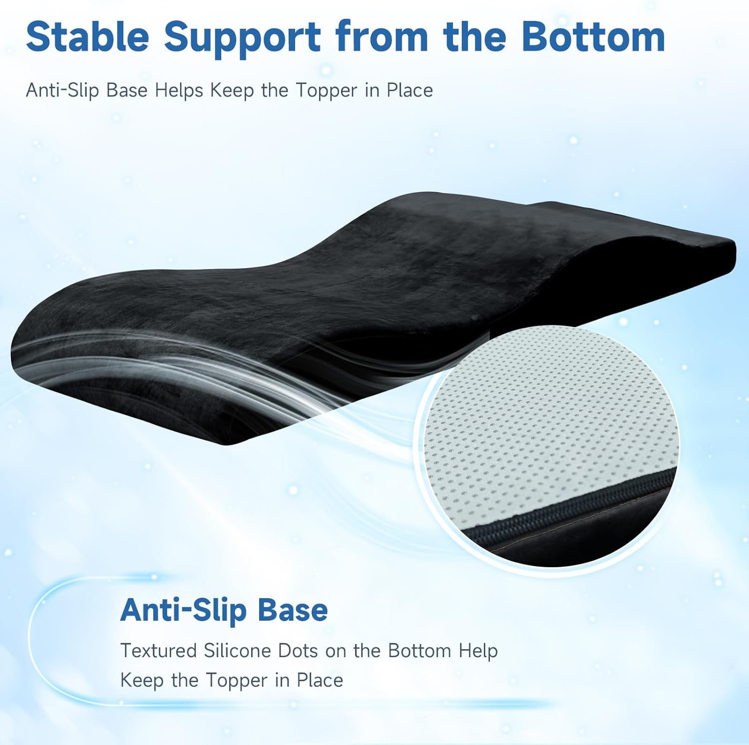 Curved Lash Bed Topper High Density Foam Curved Massage Mattress Non-Slip Lash Bed Cushion Velvet Ergonomic Lash Table Pad with Removable Cover for Beauty Salon 23.6in/70in, Black