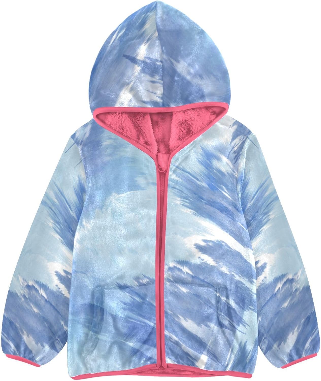GuoChe Light Blue Tiedye Boys Hooded Fleece Jacket