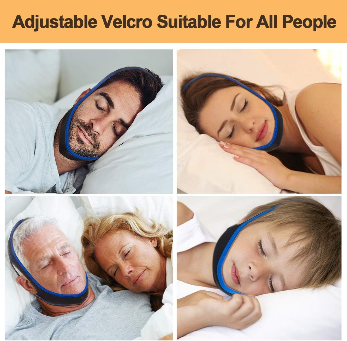 Anti Snoring Chin Strap Ajustable Stop Snoring Solution for Men and Women, Anti Snoring Devices Snore Stopper Chin Straps Sleep AIDS for Snoring Sleeping Mouth Breather