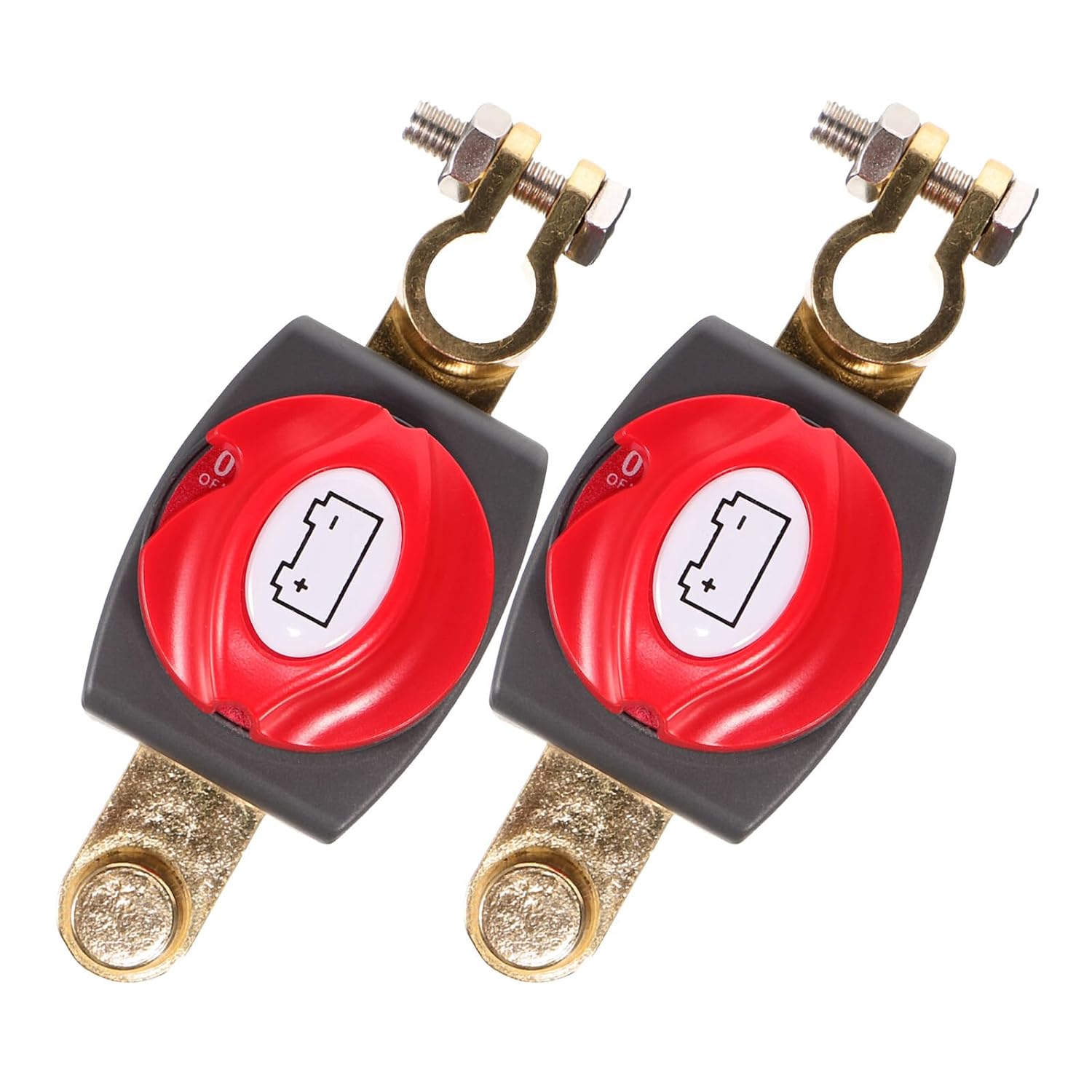 Cabilock 2pcs Waterproof Battery Power Switch 12-24v Top Post Disconnect Vehicle Cut Off Switch for Car Rv Marine Negative Terminal Isolator