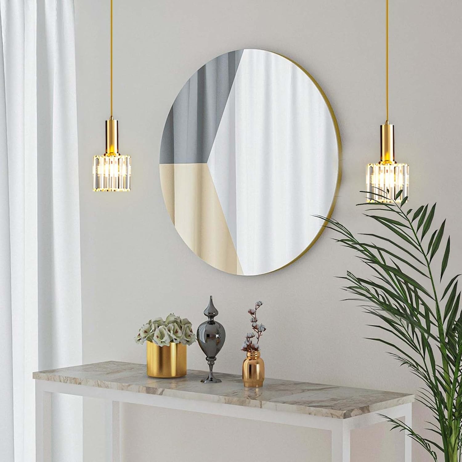 Modern Mini Crystal Pendant Light for Kitchen Island Dining Room Bedroom,Gold Base Crystal Ceiling Lamp Hanging Light (1-Light)