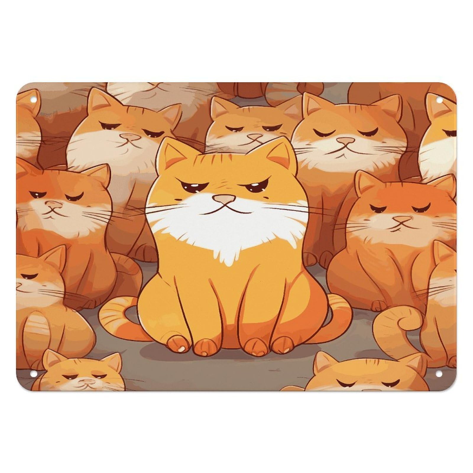 Fekiloot Style Orange Cats Wall Decor Iron Painting Metal Sign