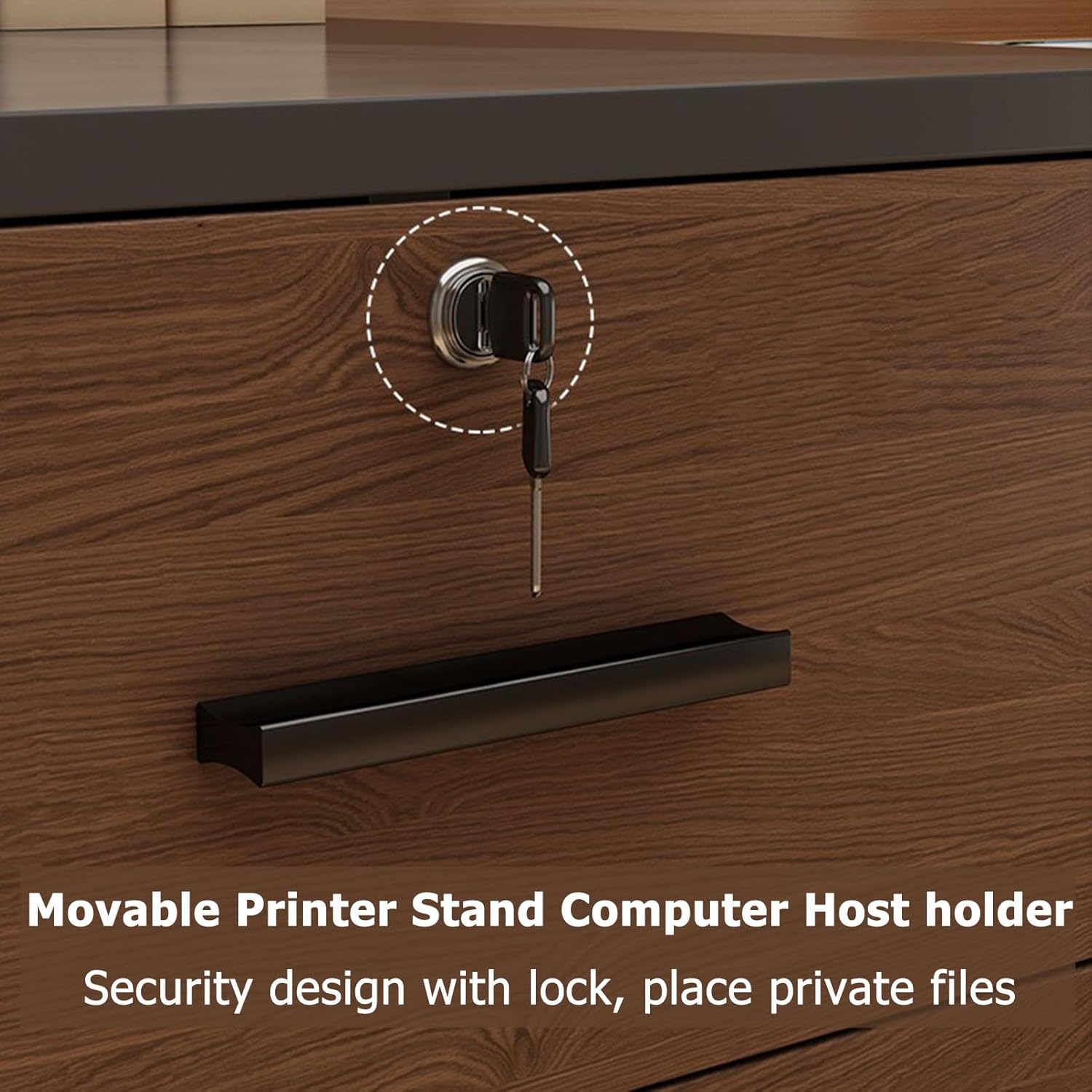 Storage Box Storage Cabinet，Home Office Storage Cabinet Computer Host Cart, Office Cabinet Wood Mobile Printer Stand, 3 Drawer File Cabinet Paper Storage Shelf, Classroom Computer Tower Stan
