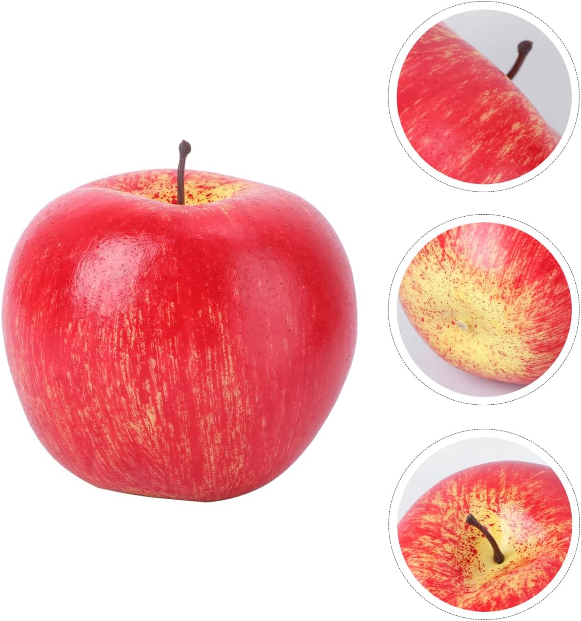 ULTECHNOVO Fake Fruit Red Apple Prop 3.14X3.14X2.75In Lifelike Artificial Fruit Display Decoration for Home Wedding Photo Shoot Office Educational Use