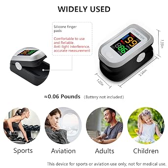 Pulse Oximeter Fingertip, Oxygen Meter Finger Pulse Oximeter, O2 Sat Monitor Finger for Oxygen, Finger Pulse Oximeter, Pulse OX with Lanyard