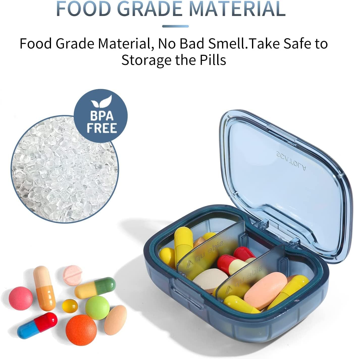 KANGYAN 3 Compartment Pill Box, Moisture Proof Pill Case, Travel Pill Organizer for Pocket Purse, Daily Portable Medicine Vitamin Box, Fish Oil Box, Supplement Box