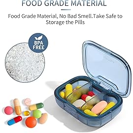 KANGYAN 3 Compartment Pill Box, Moisture Proof Pill Case, Travel Pill Organizer for Pocket Purse, Daily Portable Medicine Vitamin Box, Fish Oil Box, Supplement Box