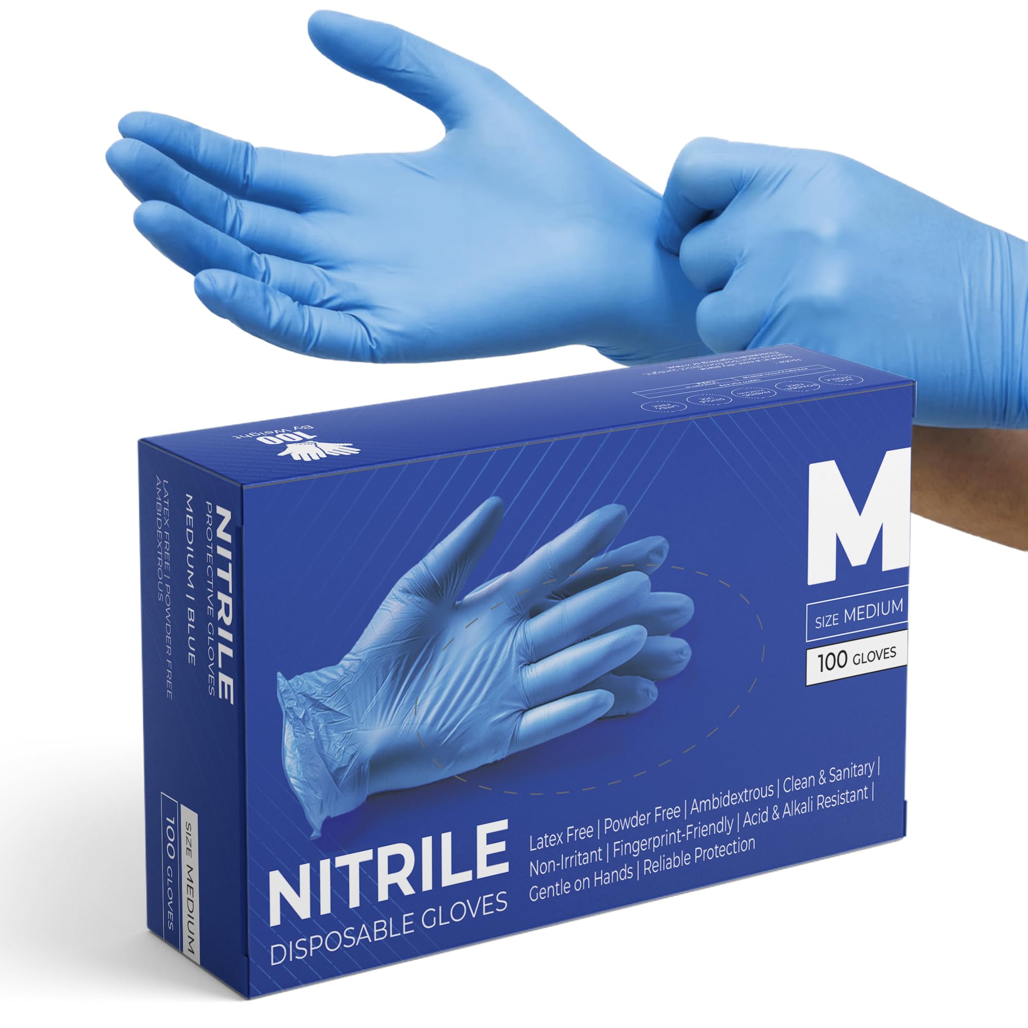 eatasty Disposable Gloves, Blue Nitrile Gloves, Powder-Free, Latex-Free, Multipurpose, Medical Grade, Durable and Comfortable